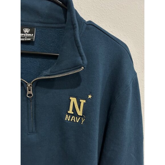 Top Of The World Navy Pullover 1/4 Zip Sweatshirt Sz Large - Picture 4 of 9